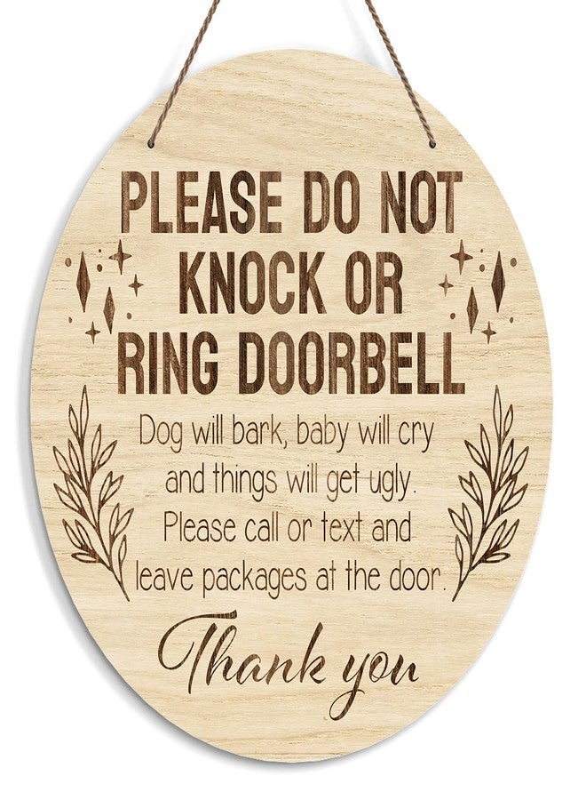 KFNER Baby Sleeping Sign for Front Door, Do Not Knock or Ring Doorbell Door Decorations, Rustic Wooden Hanging Sign for Farmhouse Porch Nursery, Wood Door Hanger for Outdoor, Kids Room Wall Decor -39 - Image 1